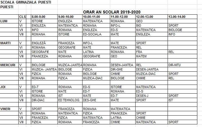 orar Puiesti